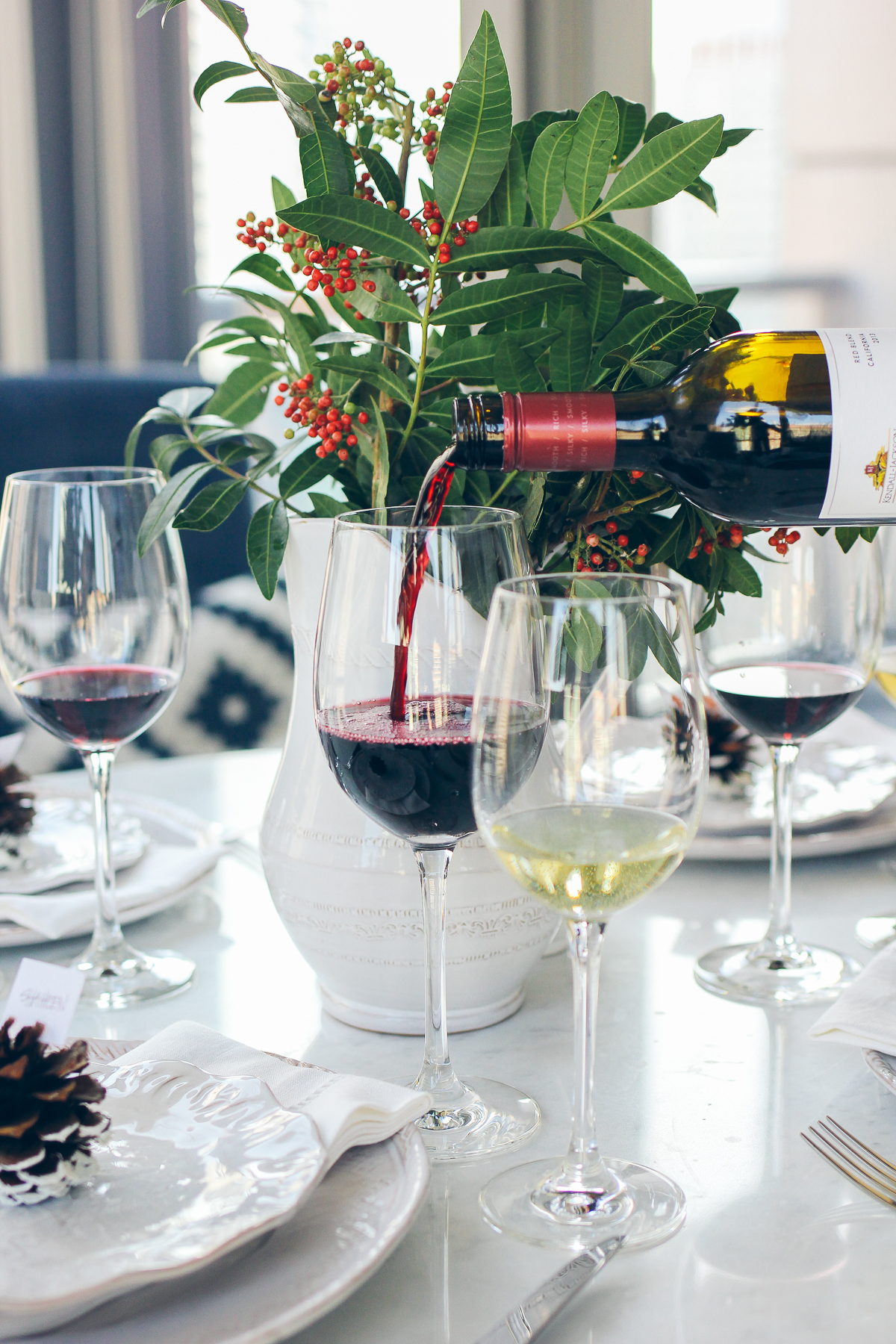 wine tasting dinner at home — via @TheFoxandShe