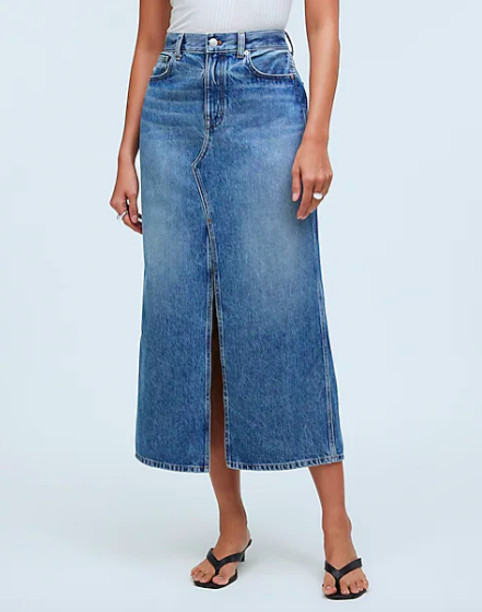 rilee denim midi skirt